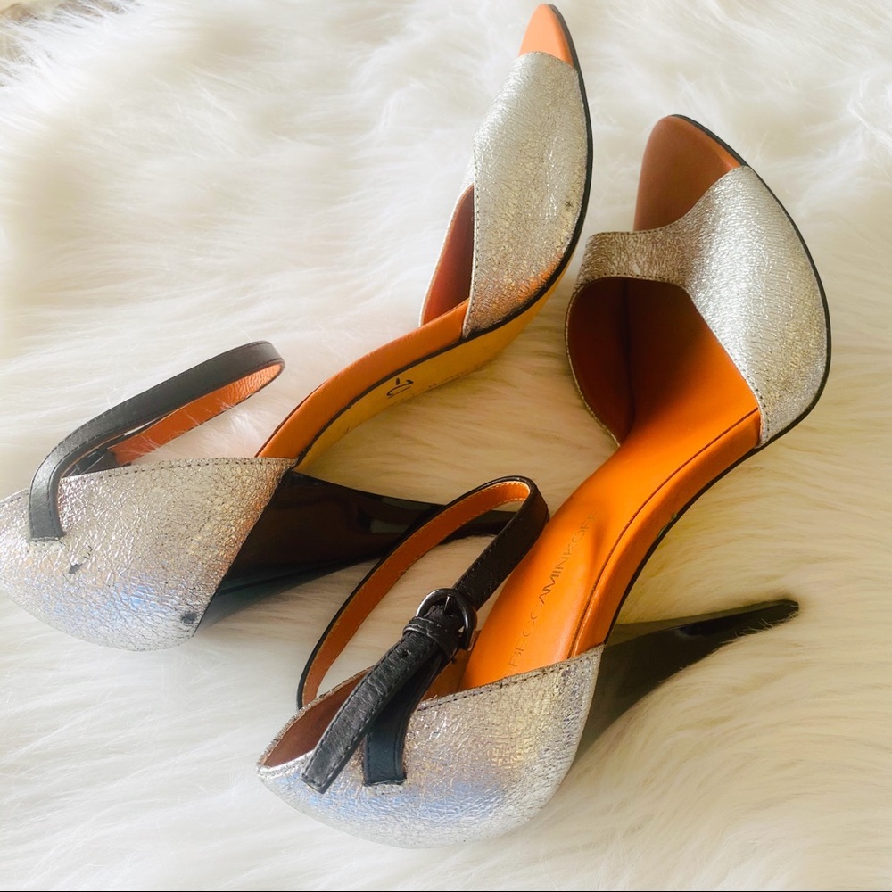 Rebecca Minkoff Cracked Leather Silver Heels - Picture 8 of 8